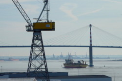 The modern docks and the Loire bridge